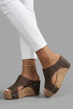 Women’s Elegant Retro Platform Wedge Sandals Slip On Open Toe