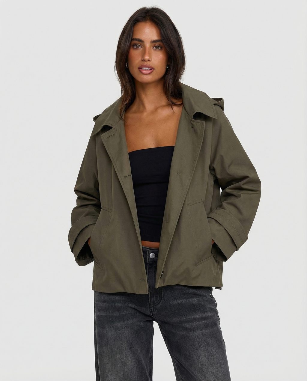 Tallulah | Khaki Cropped Utility Jacket