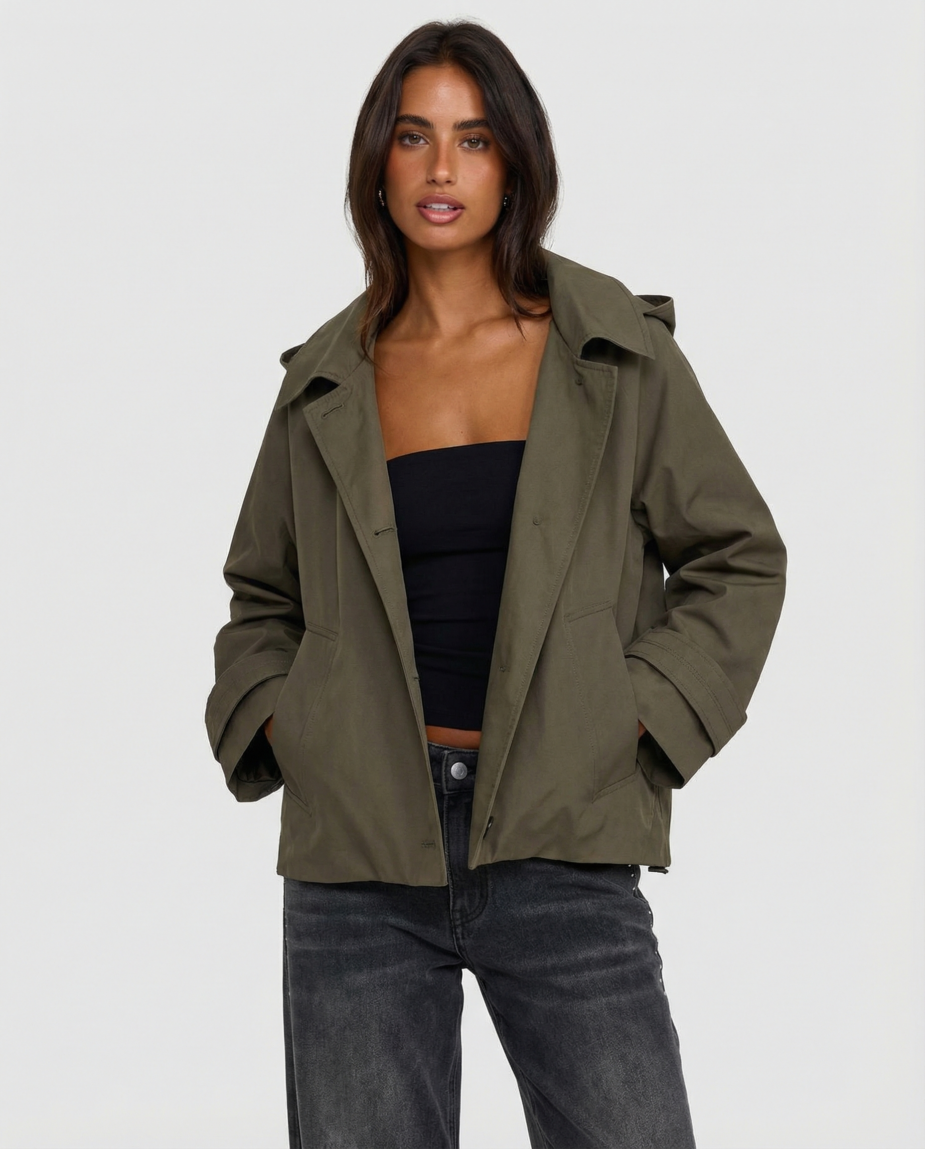 Tallulah | Khaki Cropped Utility Jacket