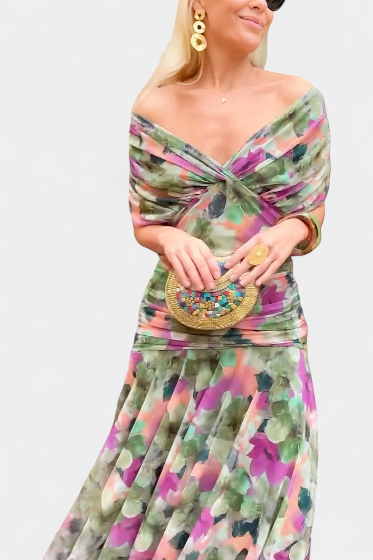 Women's Floral Print Maxi Elegant Dress