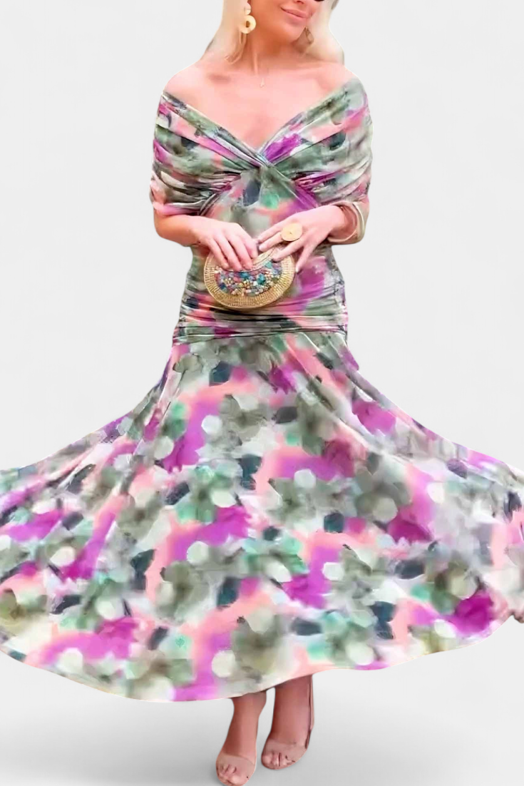 Women's Floral Print Maxi Elegant Dress