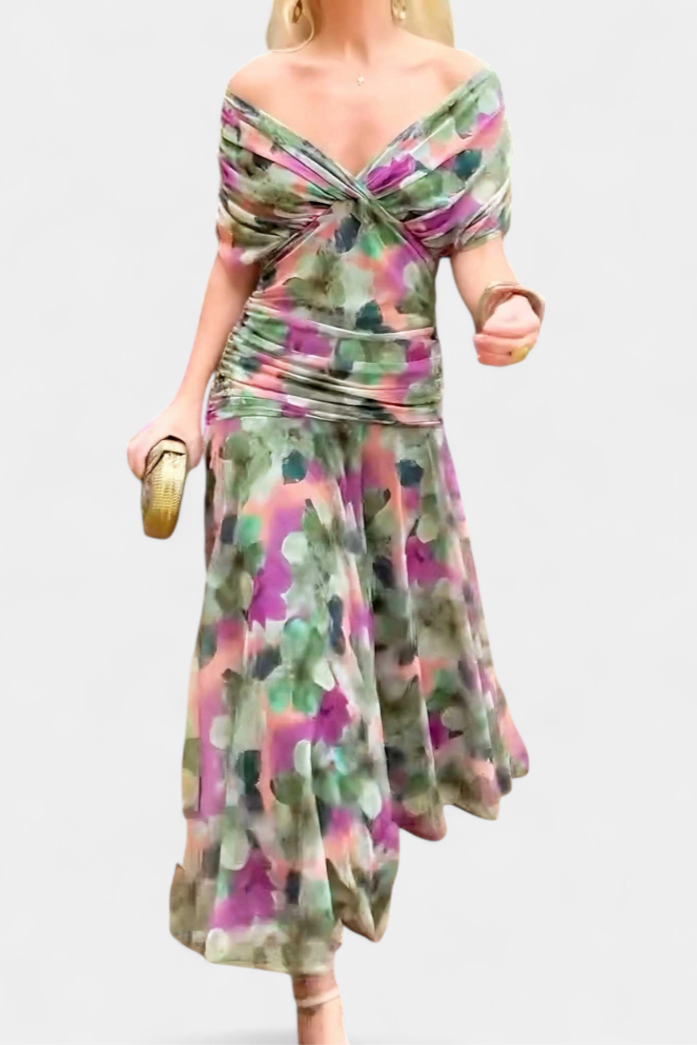 Women's Floral Print Maxi Elegant Dress