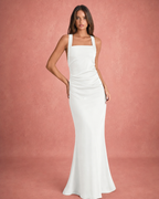 Daisy | Square Neck Ruched Fishtail Bodycon Maxi Dress
