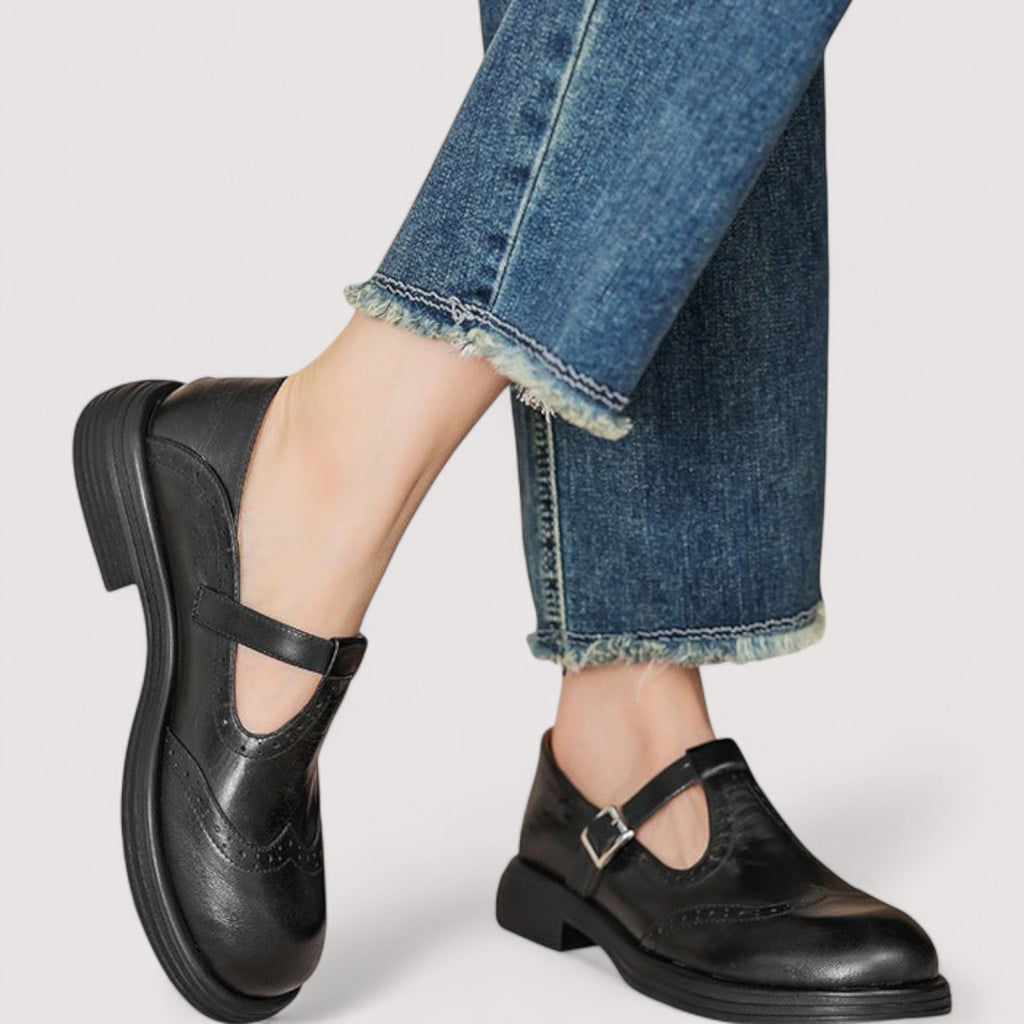 Louisa Elegant Leather Mary Janes