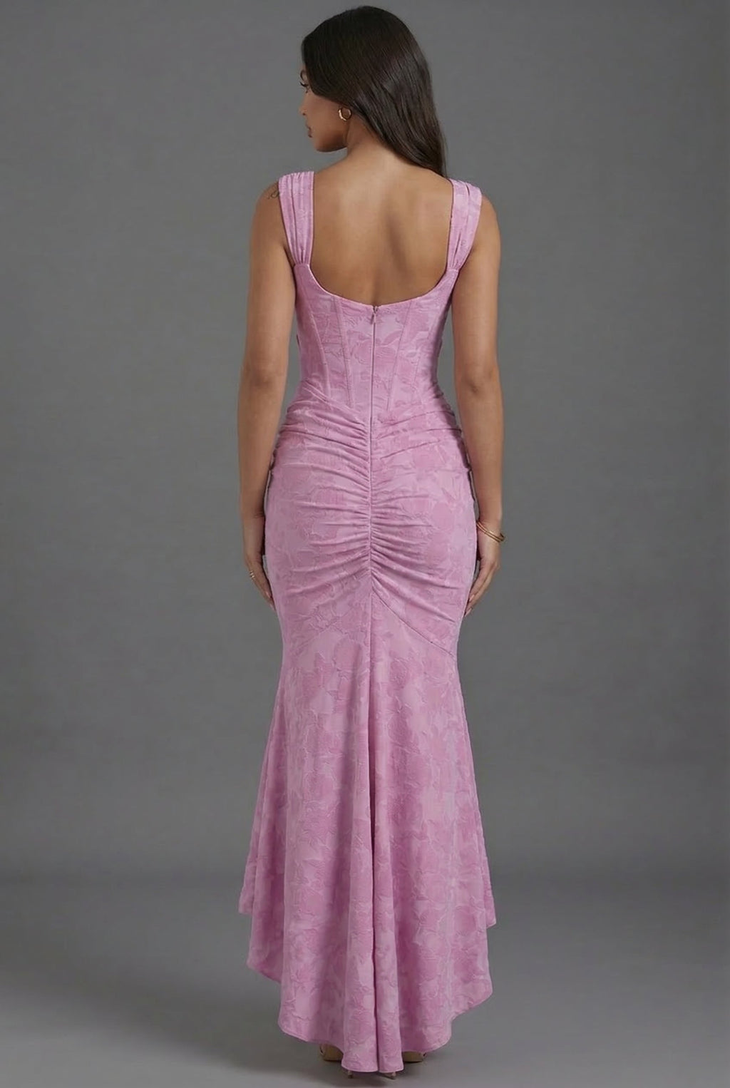 Floral Wedding Guest Corset Ruched Fishtail Dress