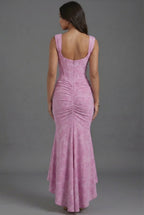 Floral Wedding Guest Corset Ruched Fishtail Dress