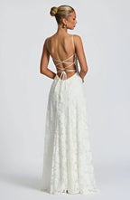 Women's Maxi dress with thin straps and floral patterns