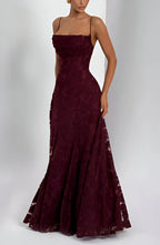 Women's Maxi dress with thin straps and floral patterns