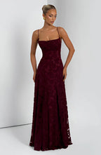 Women's Maxi dress with thin straps and floral patterns