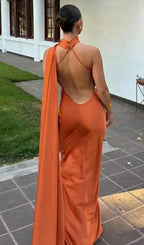 Women's draped one-shoulder Maxi dress
