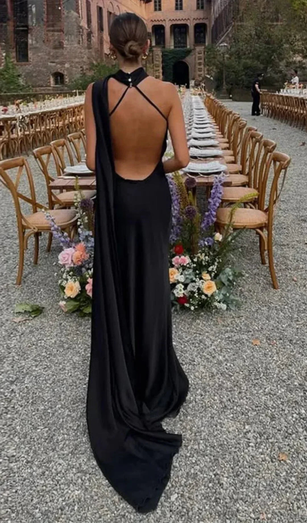 Women's draped one-shoulder Maxi dress
