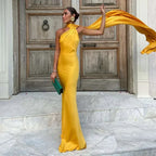 Women's draped one-shoulder Maxi dress