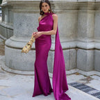 Women's draped one-shoulder Maxi dress