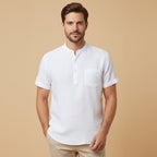 Calvin | Men's Relaxed Fit Henley Linen Shirt