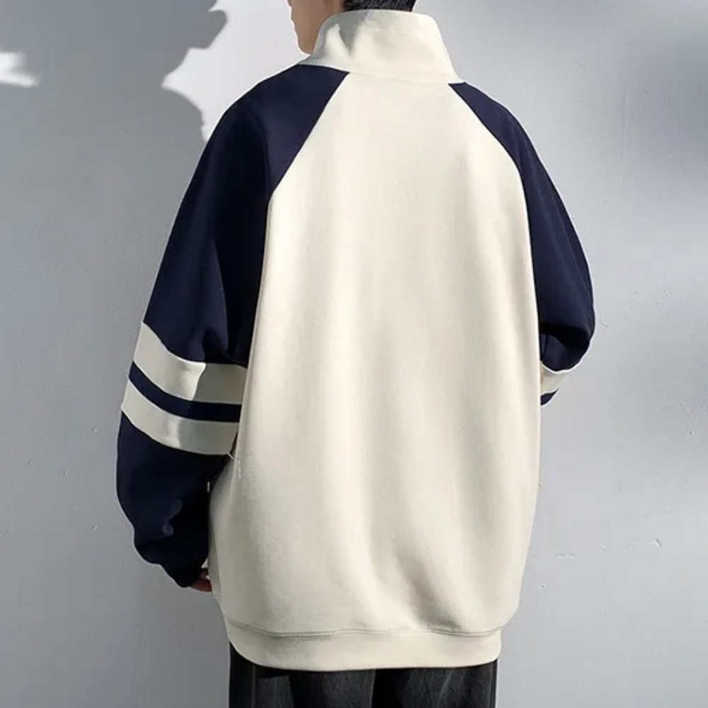 Men’s Printed Stand Collar Pullover Sweatshirt