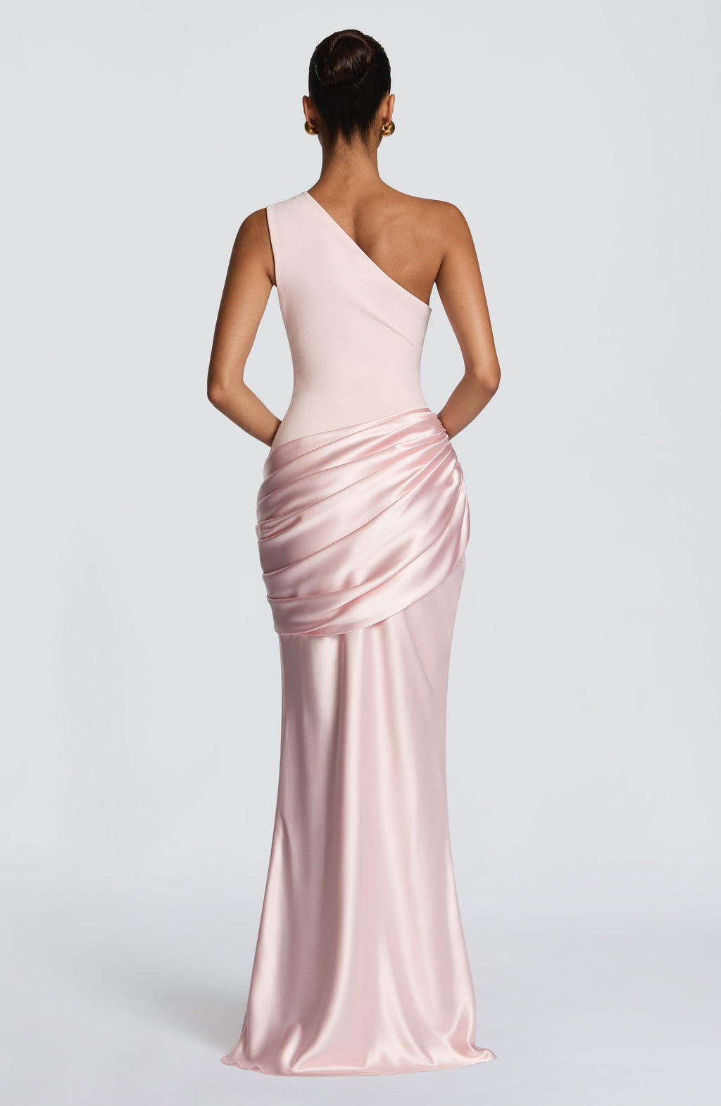 One Shoulder Ruched Draped Satin Style Graduation Dress
