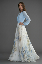 Women’s Elegant Floral Chiffon Style White Maxi Dress