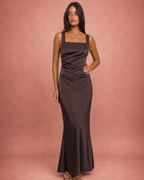 Daisy | Square Neck Ruched Fishtail Bodycon Maxi Dress
