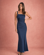 Daisy | Square Neck Ruched Fishtail Bodycon Maxi Dress