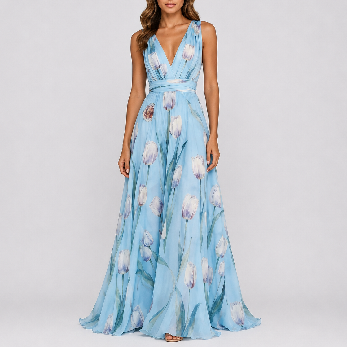 Women’s Elegant Floral Evening Maxi Dress
