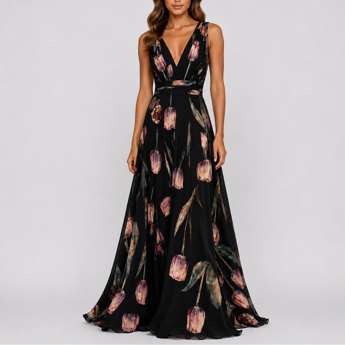 Women’s Elegant Floral Evening Maxi Dress