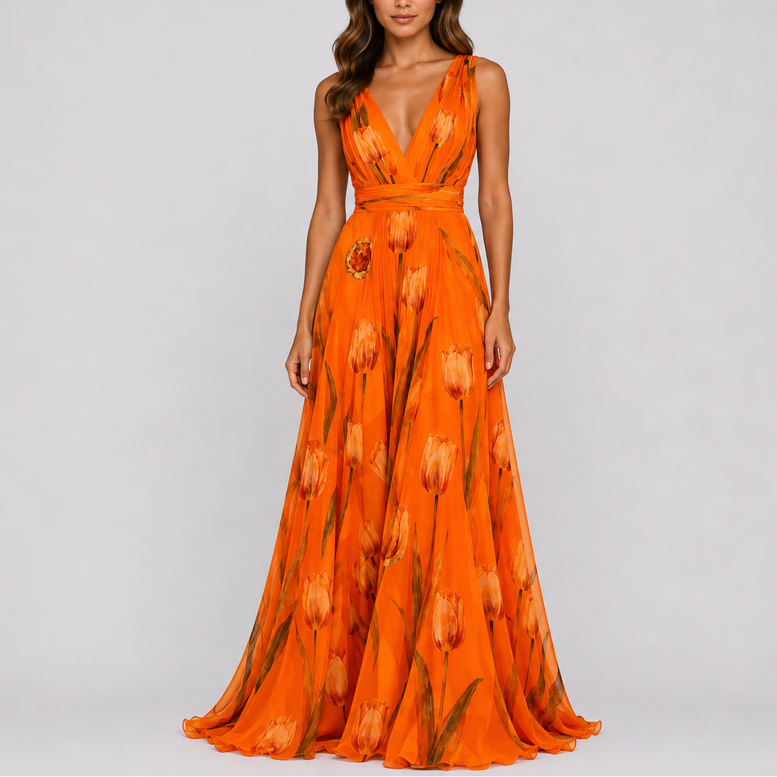 Women’s Elegant Floral Evening Maxi Dress