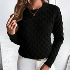 Women’s Cable Knit Cashmere Sweater with Crew Neck
